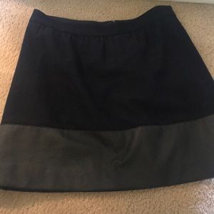 J. Crew faux leather and wool skirt